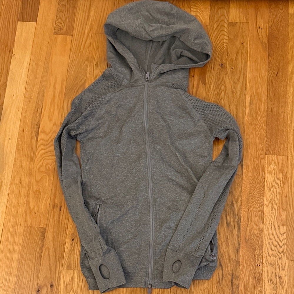 Gray Workout Hooded Zip-Up Jacket